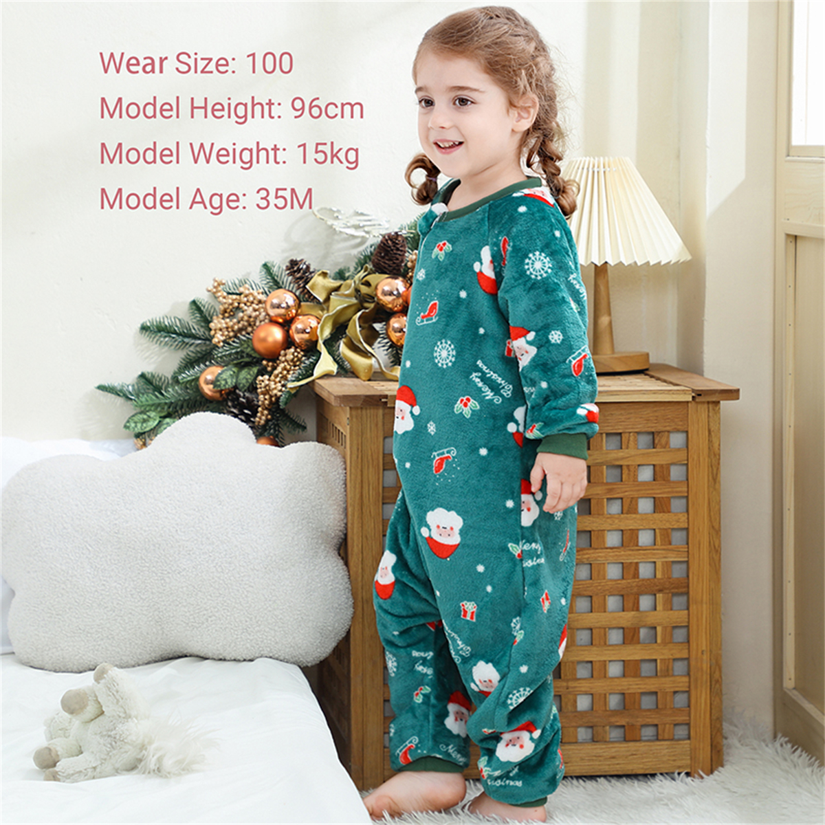 ATAIKU Toddler Sleeping Sack 9M-6T Christmas Flannel 2-Way Zipper Baby Sleep Sack with Feet, Infant Santa Claus Wearable Blanket