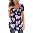 thumbnail image 1 of SMihono Hauts pour Femmes Été Décontracté Chic Col Rond Imprimé Vache Manches Courtes T-Shirt Oversize pour Femmes, 1 of 5