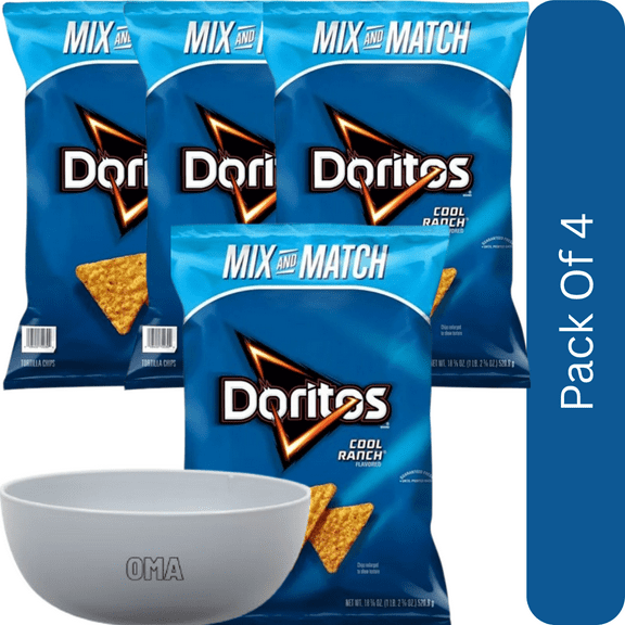 Doritos Cool Ranch Tortilla Chips — 18.38 oz -4pk, With Olive White Bowl By OMA