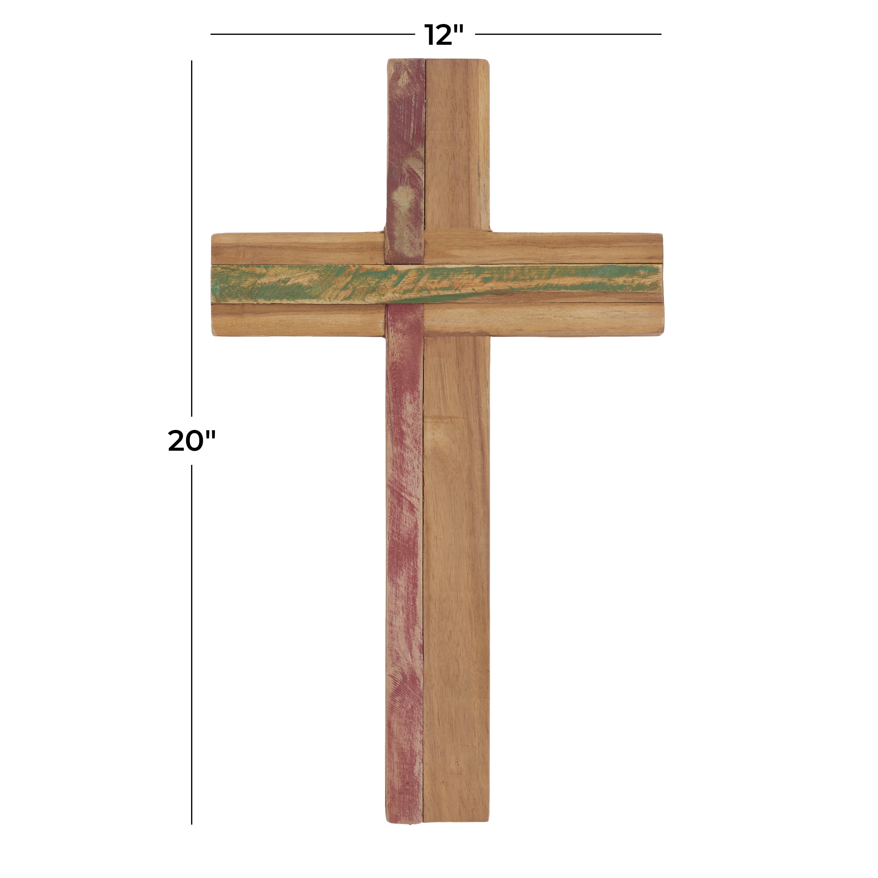 DecMode Wood Cross Rustic Wall Decor Brown