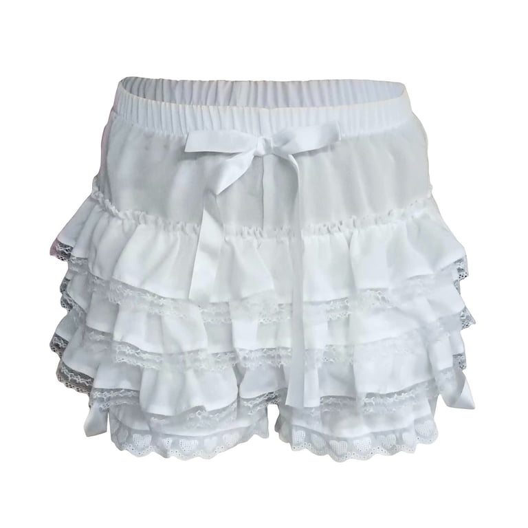 Shorts for Women Lolita Ruffle Pumpkin Bottom Lace Trim Layered