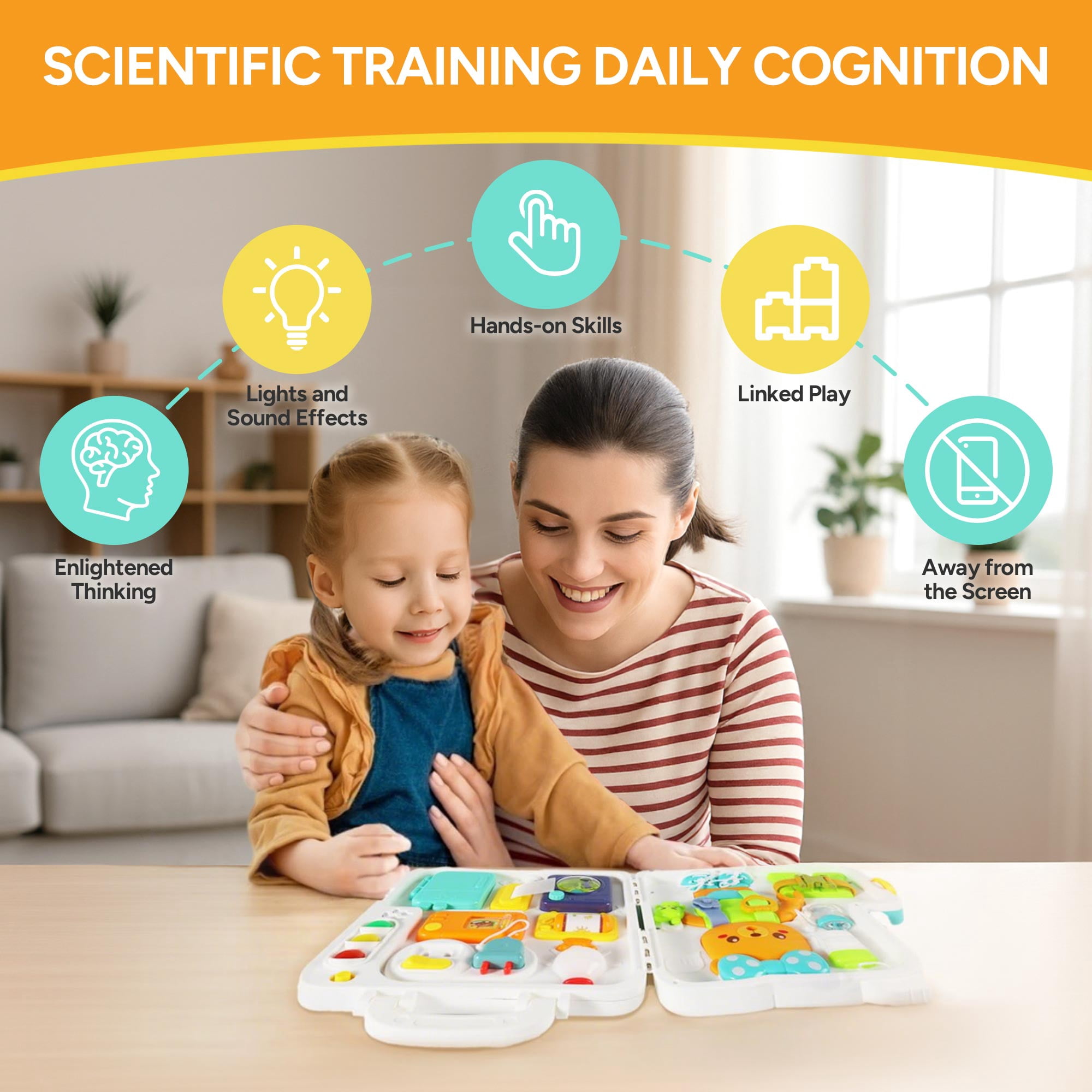 LieGorJi Musical Busy Board, Learning Sensory Montessori Toys, Birthday Gifts for 0-12 Month 1-3 3-5 Year Old