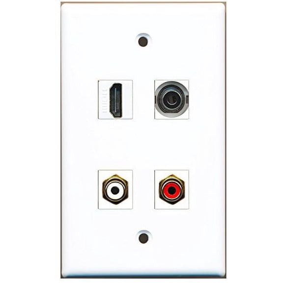 RiteAV - 1 Port HDMI 1 Port RCA Red 1 Port RCA White 1 Port 3.5mm Wall Plate