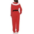 thumbnail image 3 of KelaJuan Couple's Christmas Long Jumpsuit Solid Color Long Sleeve Hooded Romper with Belt, 3 of 6