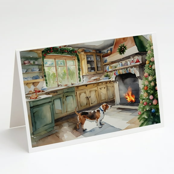 Basset Hound Christmas Cookies Greeting Cards Pack of 8 7 in x 5 in