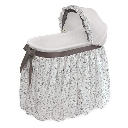 UPC: 0046605310052 | Badger Basket Wishes Oval Bassinet – Full Length Skirt – Gray/Leaf