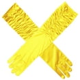 thumbnail image 4 of Ediodpoh Women Solid Color Satin Pleated Wedding Gloves for Party Events and Elegant Occasions Yellow, 4 of 4