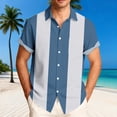 thumbnail image 2 of Stamzod Mens Button Up Shirt Fashion Strip Printed Casual Short Sleeve Shirts Plus Size Summer Beach Shirts for Men Sky Blue-1 XXXXL, 2 of 6