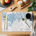 thumbnail image 2 of Starfish Coastal Placemats Set of 8 Nautical Summer Beach Coral Place Mats Indoor Wipeable Table Mats Washable Cloth Dining Table Placemats for Kitchen Holiday Party Home Decor 13x19 Inch, 2 of 9