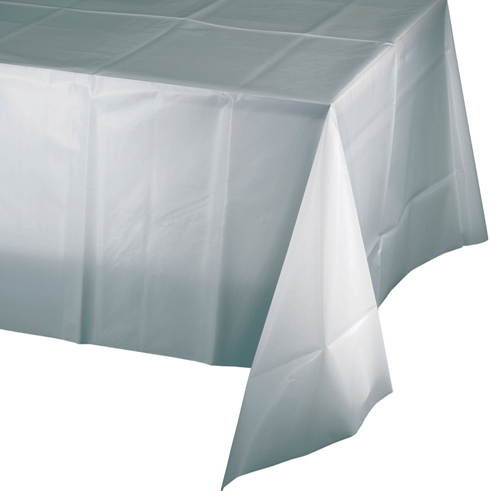 Shimmering Silver Plastic Tablecloths, 3 Count