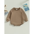 thumbnail image 2 of Cenuakty Baby Girls Boys Sweatshirts Rompers Solid Color Crew Neck Long Sleeve Toddler Jumpsuits Fall Clothes Infant Bodysuits, 2 of 8