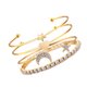 thumbnail image 2 of Juego de 4 pulseras de cristal con forma de estrella y luna, multicapa, con apertura en forma de corazón (doradas), 2 of 7