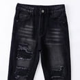 thumbnail image 6 of Boys Pants - Boys' Distressed Jeans Ripped Denim Pants Stretch Comfort Fit High-Street Spring/Autumn Layering - Uniform Pants for Boys,Color:Black,Size:13-14 Years, 6 of 8