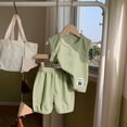 thumbnail image 2 of Weebloom Baby Boy Outfits Vest Sleeveless Outfit Casual Solid Shorts Toddler Kids Boys Summer Outfits Size 6-12 Months Light Green, 2 of 3