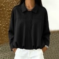 thumbnail image 2 of MaFYtyTPR Women's Zip Up Jacket Lapel Collar Long Sleeve Loose Fit Outerwear with Pocket for Fall Winter Outdoor Wear Black M, 2 of 5