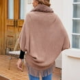 thumbnail image 6 of YABCSAZ Women's Winter Knit Fringe Fur Collar Shawl, Ladies Knitted Loose Thickened Shawl Knit Batwing Sleeve Faux Fur Collar Cardigan Sweater Knitted Shawl Wrap Hem Cape Cloak Open Front Outerwear, 6 of 7