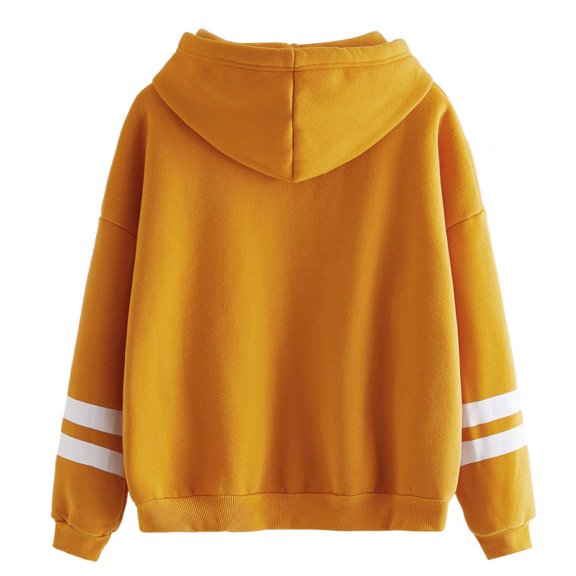 Jane Wardrobe Women's Striped Sleeve Hoodie, Loose Fit Drawstring Hooded Sweatshirt, 1 Piece, S-XXL Plus Size Friendly