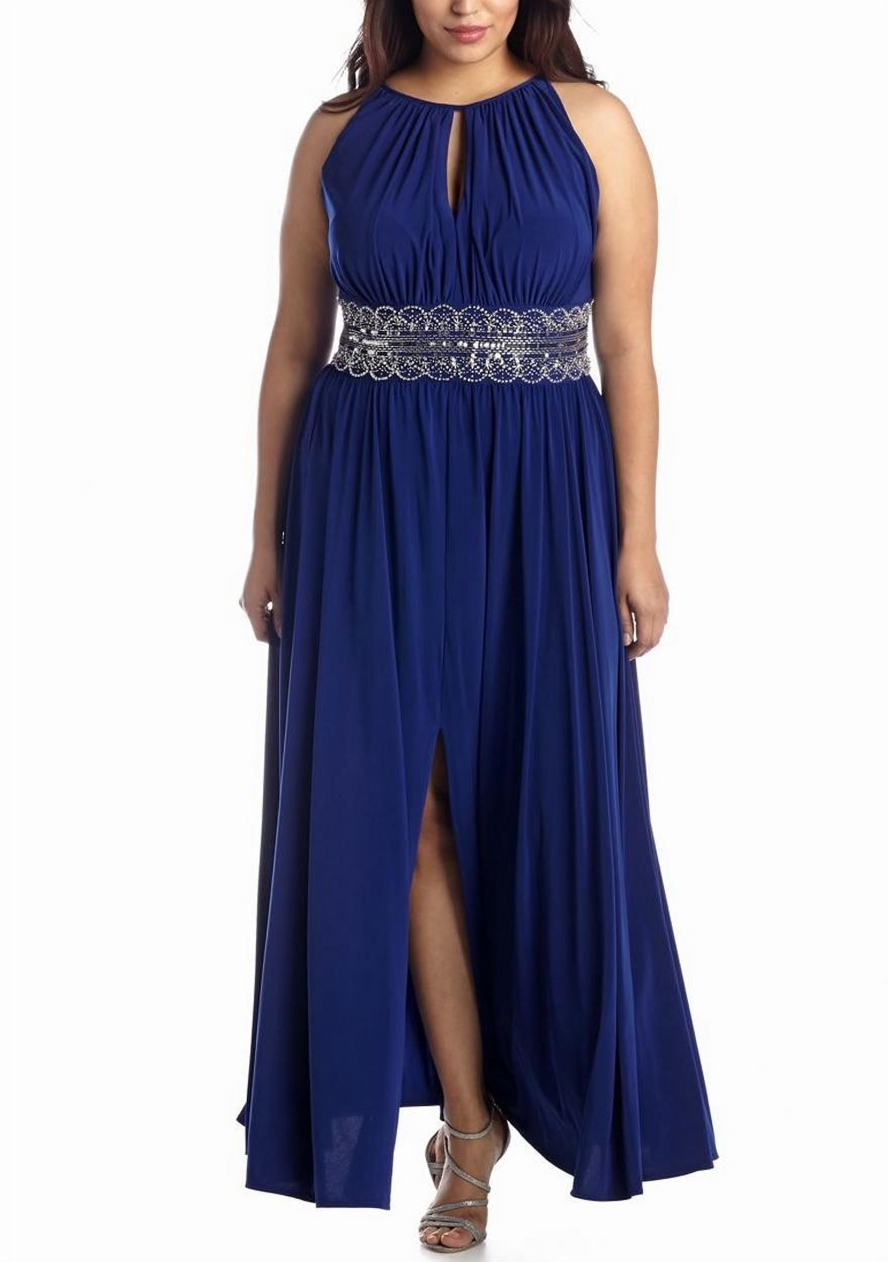 Beaded Waist Halter Evening Gown, 18W 