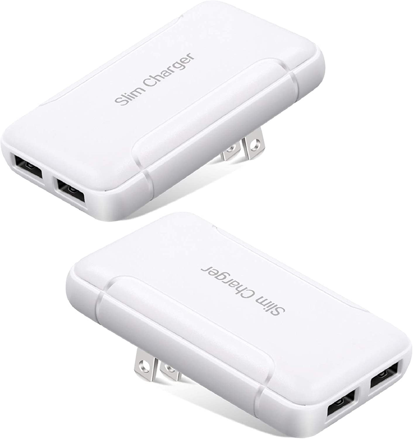 MHAWBL-Flat USB Wall Charger - Slim USB Plug for Wall Outlet, Compatible with iPhone 16 15 14 Pro Max/13/12/11/Xr/Xs/X, Galaxy A03s/A13/A12/S22/S21/S20/10/9/8, Webcam - 2-Pack, White
