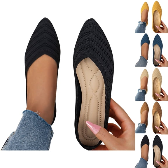 Business Casual Shoes Women Solid Color Flat Heel Comfortable Casual Shoes Women's Ballet Flats Comfortable Casual Dressy Shoes Work Flats Office Shoes Pointed Toe Flats Shallow Shoes