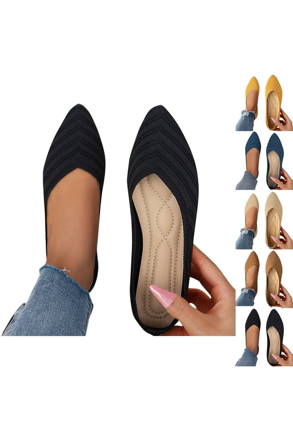 Business Casual Shoes Women Solid Color Flat Heel Comfortable Casual Shoes Women's Ballet Flats Comfortable Casual Dressy Shoes Work Flats Office Shoes Pointed Toe Flats Shallow Shoes