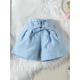 thumbnail image 6 of Musuos Toddler Girl Summer Set 1-6T Round Neck Short Sleeve 3D Petal Ribbed Tops + Solid Color Tie Up Shorts 2 Piece Outfits, 6 of 10