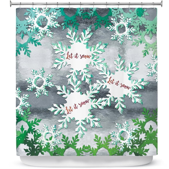 Shower Curtains 70" x 93" from DiaNoche Designs by Zara Martina - Let It Snow Green Silver