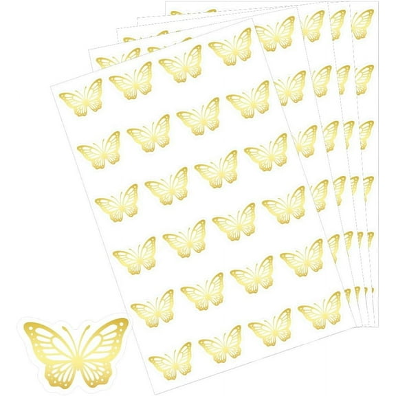 504Pcs Butterfly Envelope Stickers Gold Foil Stickers Self-Adhesive Embossed Envelope Seals Insect Decals for DIY Photo Album Envelope Invitation Card Diary Scrapbook Decoration DIY