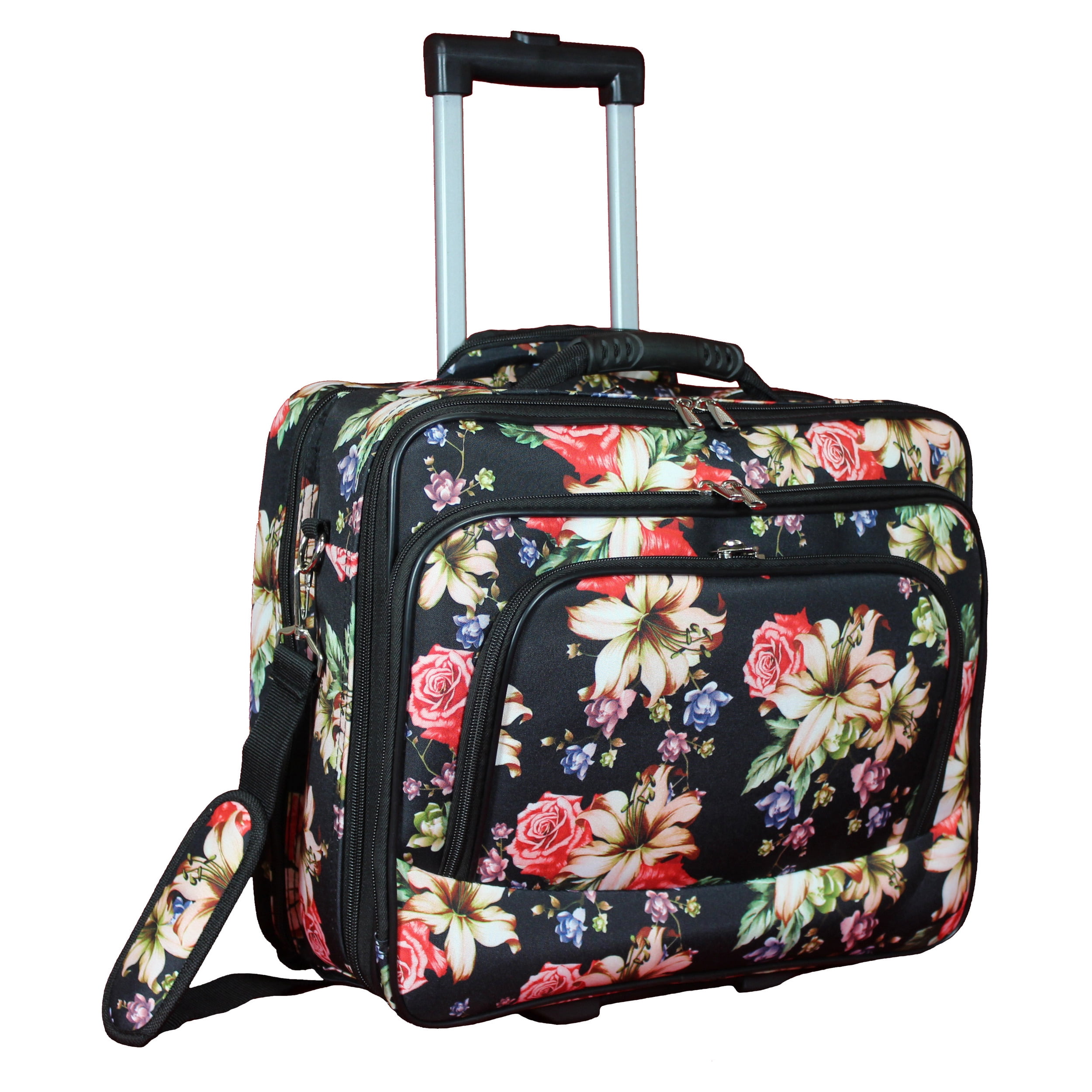 Large Capacity Rolling Laptop Bag Floral Graphic Briefcase - Temu