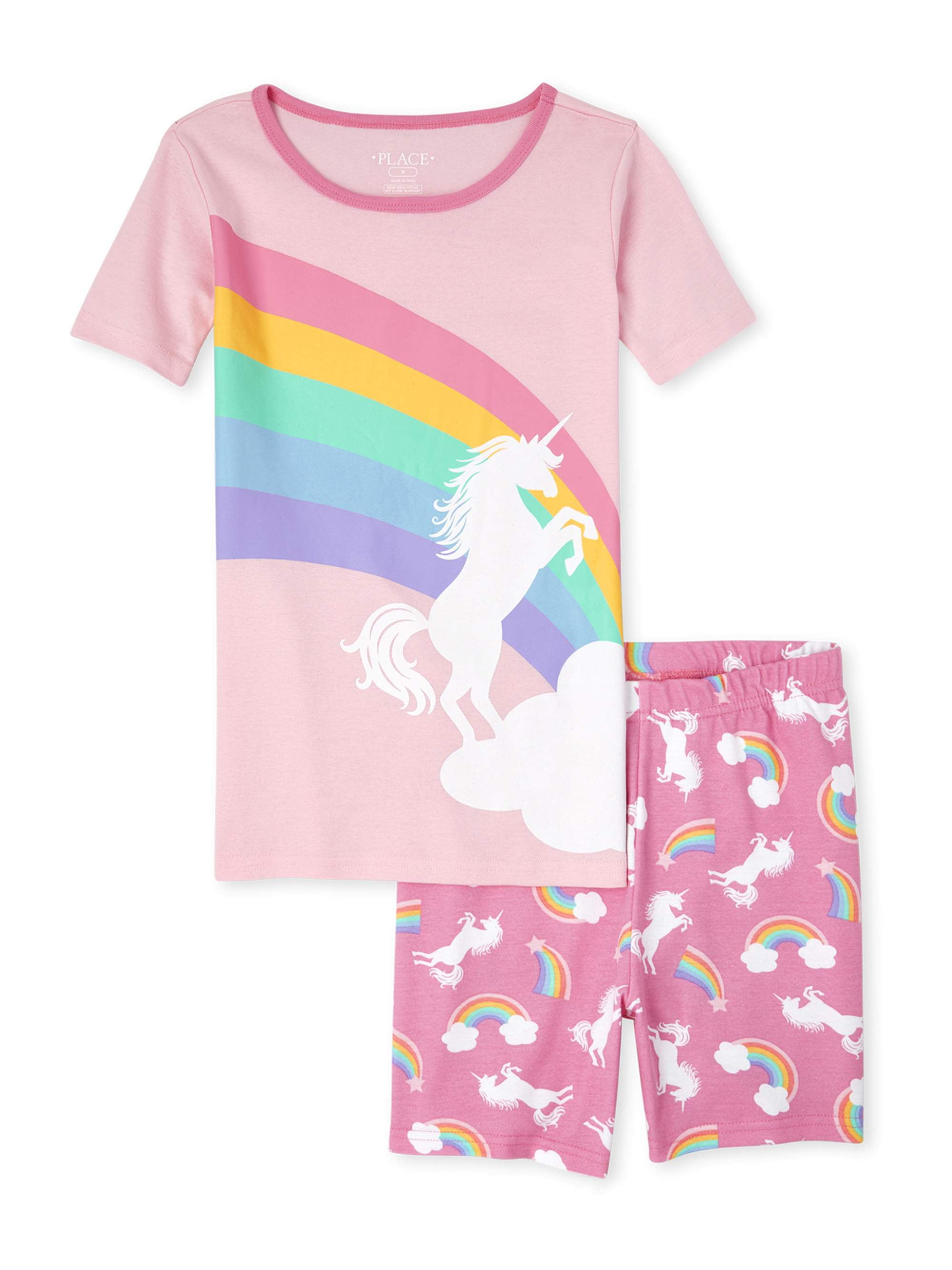 Cherokee Little Girls' Unicorn Pajamas Flutter Sleeve Tank Top and Shorts Set 
