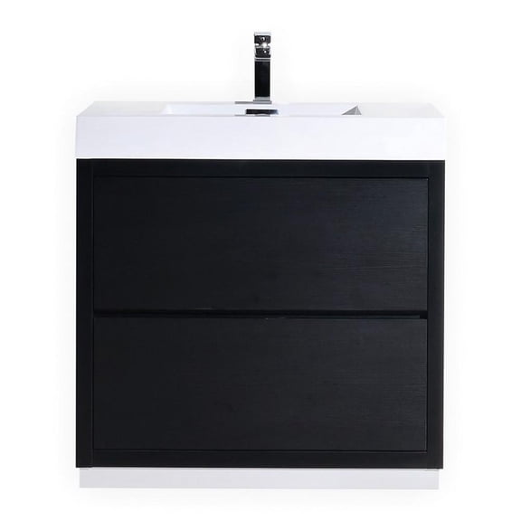 Kubebath Bliss 40" Black Free Standing Single Sink Modern Bathroom Vanity