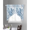 thumbnail image 3 of Blue Octopus Swag Valances for Windows, Summer Watercolor Ocean Coral Rod Pocket Sheer Valances for Small Windows, Swag Toppers Light Filtering for Kitchen Living Room 2 Panels 36''x36'', 3 of 6