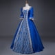 thumbnail image 3 of Gibobby Vestido sueter Vestido de mujer Estilo retro Color sólido Manga trompeta Vestido largo de princesa(Azul, XL), 3 of 5