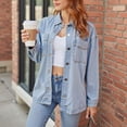 thumbnail image 4 of MaFYtyTPR Women's Denim Jackets Fashion Casual Long Sleeved Button Pocket TurndownCollar Coat with Pocket Slim Comfy Cardigan Jean A-Light Blue M, 4 of 6