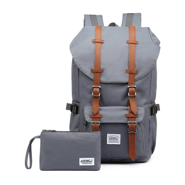 Mochila de viaje escolar KAUKKO para universidad flexible con portátil para 15", 22L (Nylon/Gris) KAUKKO EP5T09