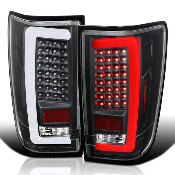 Spec-D Tuning Black LED Tail Lights w/ White LED Light Bar Compatible with 2004-2015 Nissan Titan, Left Right Pair Assembly