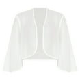 thumbnail image 3 of ZALDITA Womens Shrug Soft Chiffon Open Front Sheer 3/4 Sleeve Cropped Bolero Cardigan Ivory XXL, 3 of 6