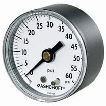 Ashcroft Gauge,Pressure,0 to 600 psi,Back,2 in. 20W1005PH02B600#