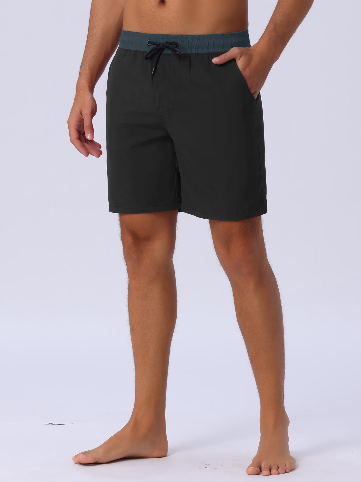 DARING DIVA Men's Lining Surfing Drawstring Swimming Shorts 36 Black
