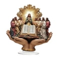 thumbnail image 1 of Letrero acrílico con escena de Jesús y la Biblia, adorno de mesa, accesorios versátiles, religioso tradicional, 7,8x8,2 pulgadas, resistente al agua, 1 of 8