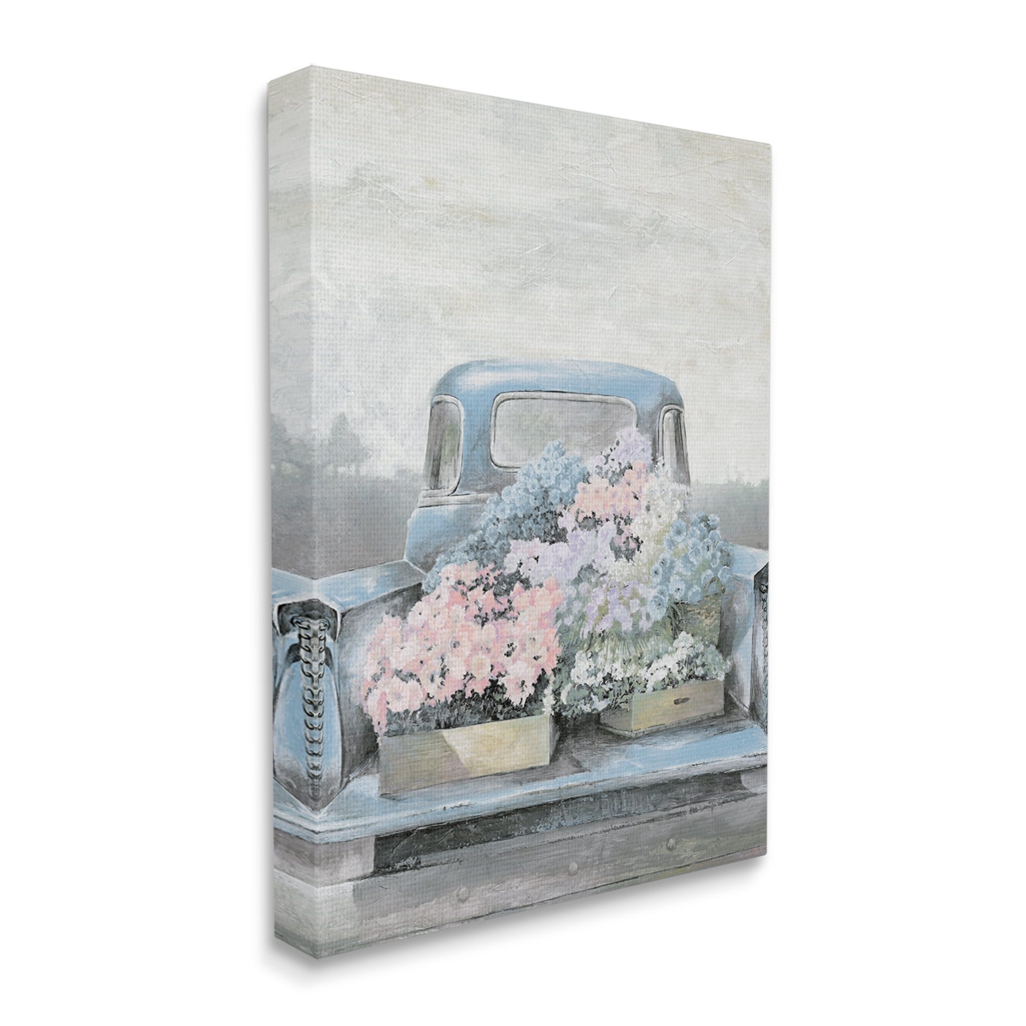 Stupell Industries Varied Floral Blossoms Vintage Countryside Pickup Truck Painting Gallery Wrapped Canvas Print Wall Art, Design by White Ladder