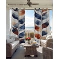 thumbnail image 6 of Navy Blue Burnt Orange Blackout Curtains for Bedroom Living Room Darkening Curtains 63 Inches Long Abstract Palm Leaf Botanical Window Curtain 2 Panels Set Window Treatment Grommet Drapes 42"x63", 6 of 9