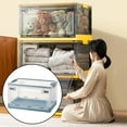 thumbnail image 3 of jifeng Collapsible Storage Bins Containers with Lid Storage Sorting Box Folding Storage Clear Blue, 3 of 9