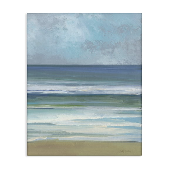 Stupell Industries Transitional Calming Blue Waves Impression Canvas Art, 16 x 20, by Sally Swatland