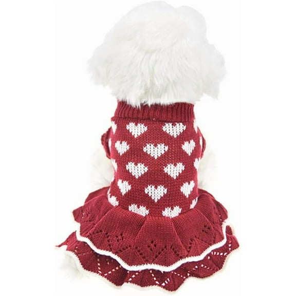 Small Dog Sweaters Female Girl Winter Warm Dog Princess Dress Clothes for Dachshund Chihuahua Corgi