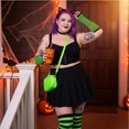 thumbnail image 6 of IAJDKMEK Halloween Striped Over The Knee Socks - Matching Gloves Set Party Socks, 6 of 7