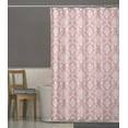 thumbnail image 2 of S4Sassy Pink Stripe & Vector Design Damask Printed Bathroom Curtain Waterproof Shower Drapes-60 x 70 Inch, 2 of 6