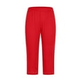 thumbnail image 4 of Leggings for Women Plus Size: High Waisted Yoga Cropped Trousers, Red S-3XL, 4 of 6