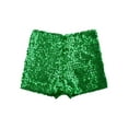 thumbnail image 3 of DPOIS Kids Boys Girls Sparkle Sequins Jazz Hip Hop Dance Shorts Green 6-10, 3 of 5
