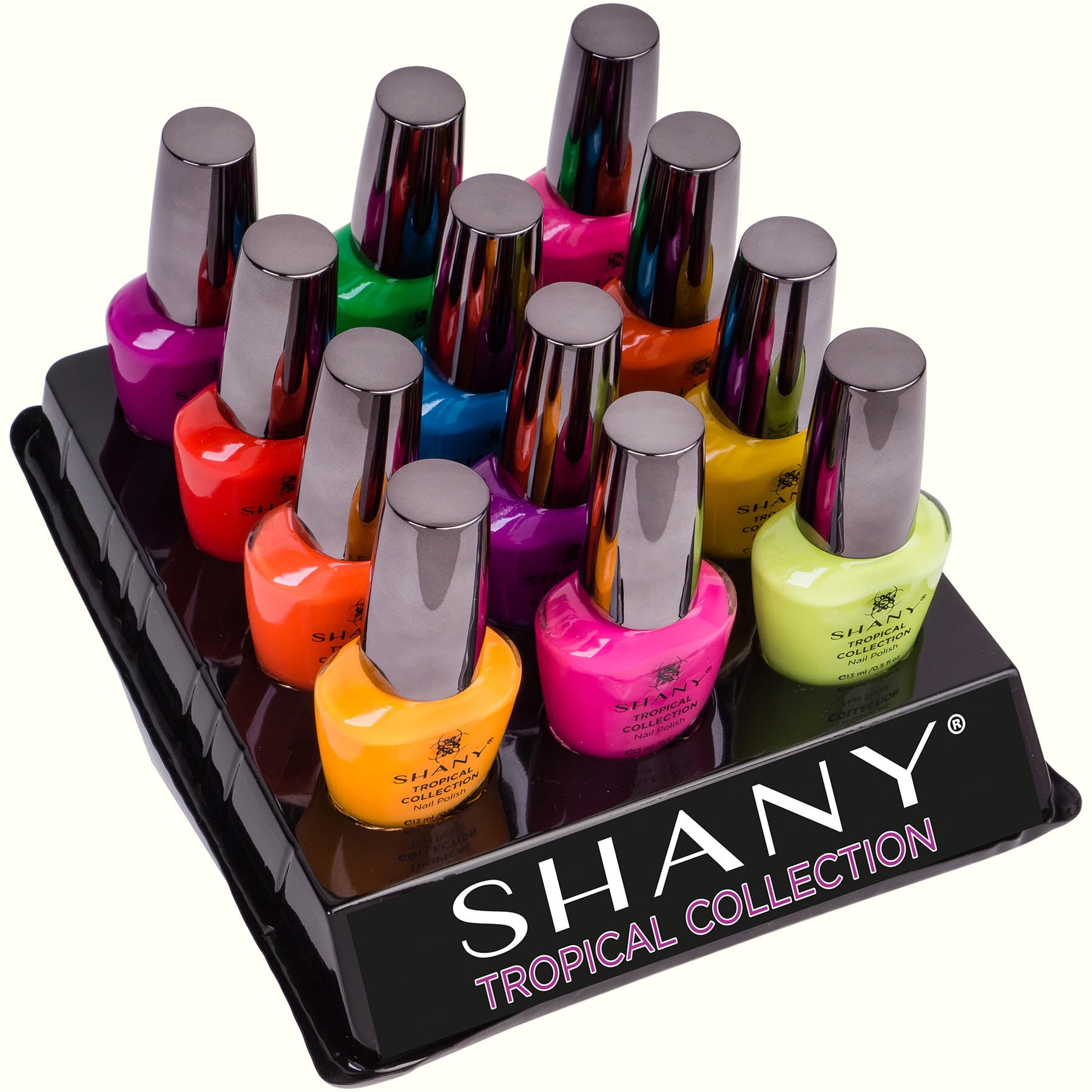 SHANY Nail Polish Set - Nail Lacquer Quick Dry, Full Size, Vibrant, Colorful, Trendy, Semi Glossy, Shimmery, Neon, Matte Nail Polish Set - 12 Colors - TROPICAL